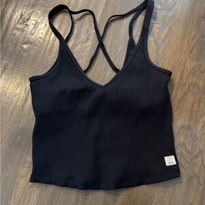 Vuori women Rib Crop Tank black color size S